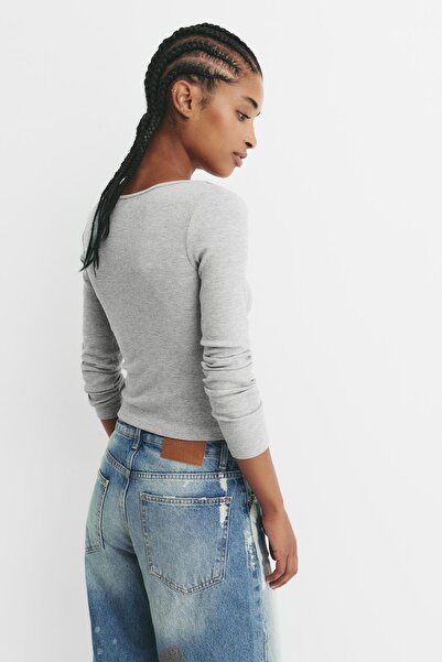 Pull & Bear Ribbed round neck T-shirt