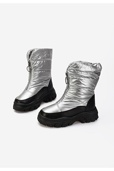 B T Shoes Stribrné dámské zimní boty Beneda