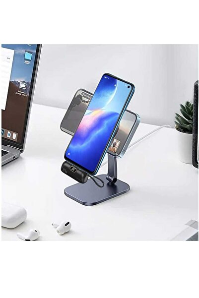 Spon Portable Power Bank with Built-in Type-C Cable and Display, 5000mAh, Compatible with Android and iOS Devices