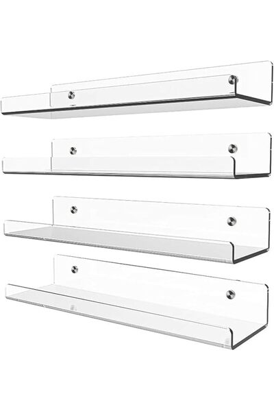 Slasa رفوف حائط أكريليك شفافة من - مجموعة من 4 قطع، حافة عرض عائمة غير مرئية ...