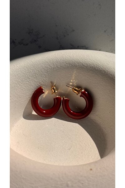 Vi store Minimal Bordo Halka Küpe