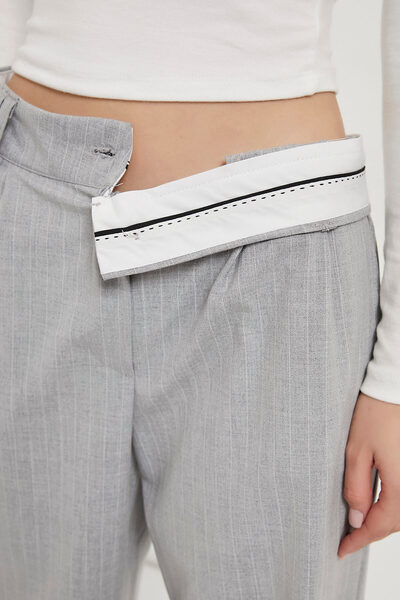 Arma Life Women's Striped High Waist Gray Loose Palazzo Pants