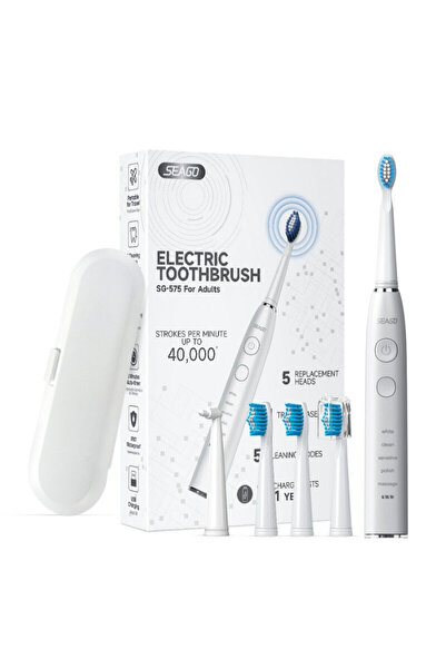 OEM Seago SG-575 sonic electric toothbrush, 5 modes, 150 days of autonomy, white