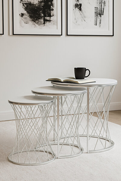 JoyMassa ALFA3'LÜ ZİGON SEHPA ( Temperli Cam)