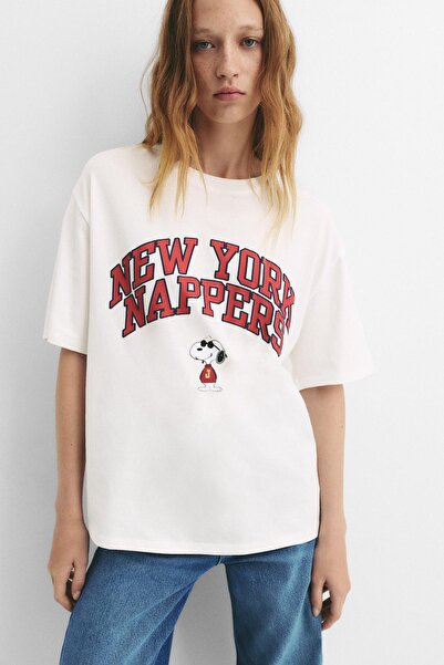 Pull & Bear Snoopy white T-shirt