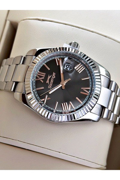Slazenger Men's Wristwatch with Calendar 24 Months Warranty Steel Band Steel Case Sl2508Sz