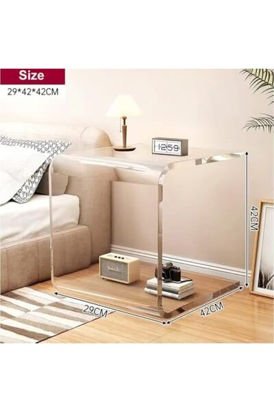 Slasa Acrylic Side Table – Transparent Contemporary Side Table for Home & Office Decor – 29 × 42 × 42 cm