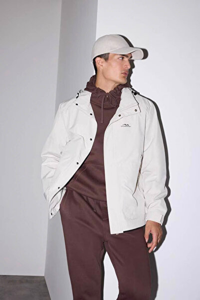 DeFacto Regular Fit Hooded Zippered Waterproof Stone Men's Coat C8284Ax/Bg721