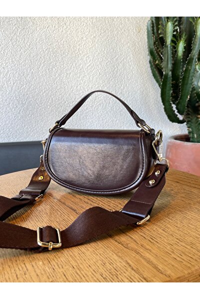 Genel Markalar Kahverengi Kadın Yarım Ay Modeli El Ve Omuz Çantası