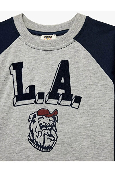 Koton Μακρυμάνικο μπλουζάκι για αγόρι με στάμπα με μανίκια ρεγκλάν 6WKB10237TK