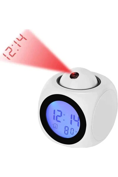 STOREMAX shpsell Duvara Yansıtmalı Projeksiyon Konuşan USB Şarjlı ve Pilli Alarmlı Yatak Başucu Uyandırma Ser