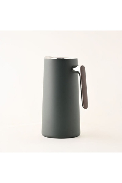 Dallaty 1L green steel vacuum flask with wooden handle