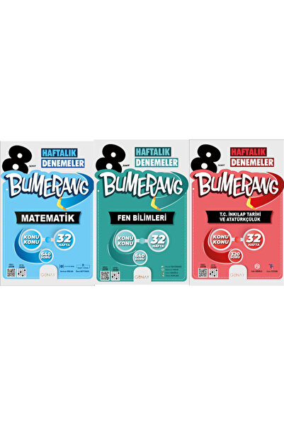 Günay Yayınları 8. Sınıf Bumerang 32 Haftalık Denemeler Matematik Fen Bilimle...