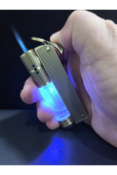 enyatakı Işıklı ızgaralı pürmüzlü uzun tasarım kaliteli metal tarz çakmak