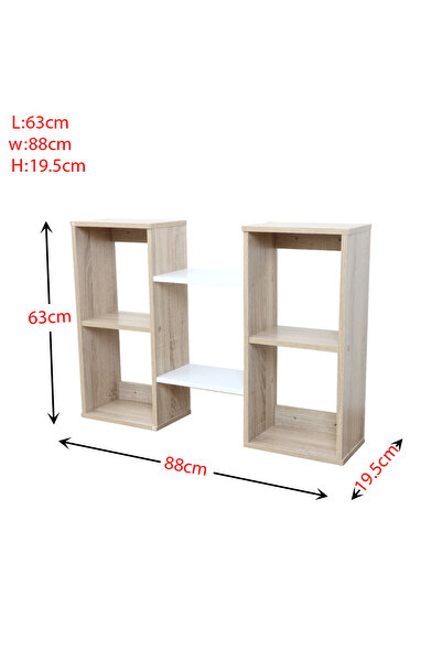 BAITY Wooden Wall Shelves 2 Levels Light Brown and White - Malaysian Made