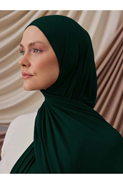 Femple Modest Bamboo Corded Jersey Shawl |   Color: Forest Green |   Size: 180X70Cm |   Hijab