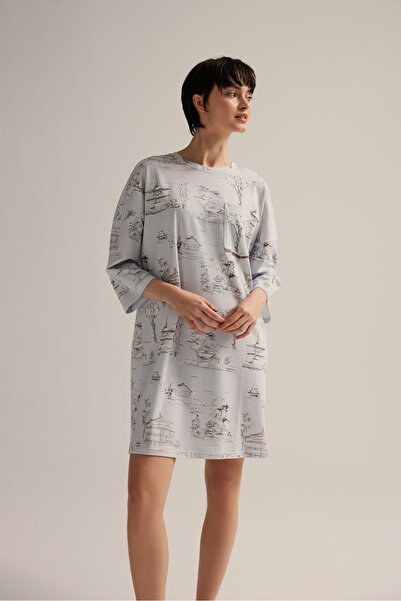 Hays Kadın Pamuklu Uzun Kollu Gecelik