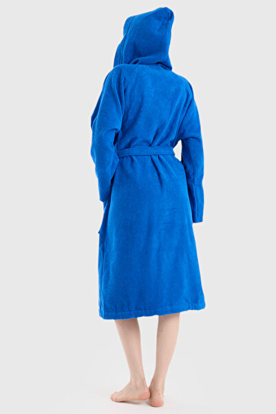 Benetton Home Μπουρνούζι Ανδρικό Γυναικείο Unisex με Καπέλο Μπλε 100% βαμβάκι