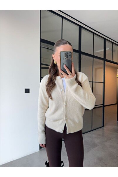 BB Bensu Buyruk CARDIGAN DE PLUȘ ECRU