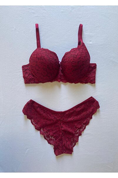 ST iç giyim Kadın Dolgulu(DESTEKLİ) Balenli(TELLİ) Dantelli Sütyen Takımı