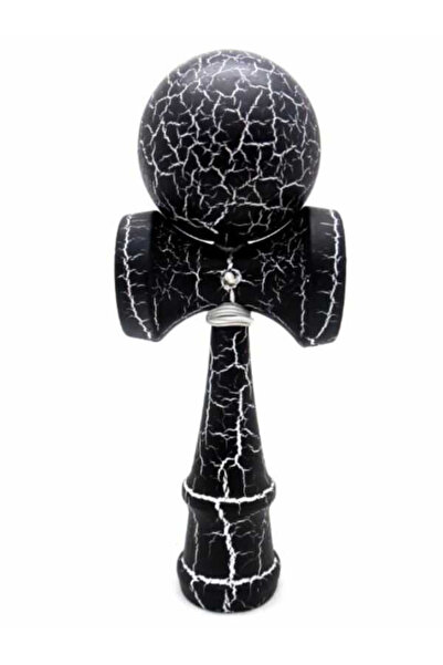 Micostore Kendama profesională, 18 cm, bilă din lemn, design artistic cu crăpături, neagră