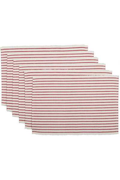 VHC Brands Audrey Cotton Textured Striped Rectangle Table Décor, Placemat Set...