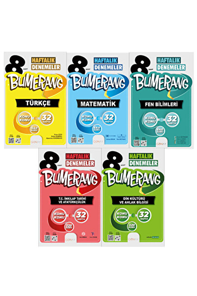 Günay Yayınları 8. Sınıf Bumerang 32 Haftalık Türkçe Matematik Fen Bilimleri ...