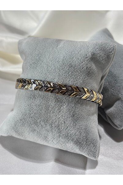 Uzak Işıklar Bileklik V gold silver zirkon taşlı vip