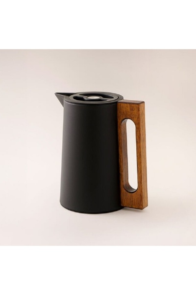 Dallaty Steel Vacuum Flask Flask With Wood Handle 0.6L, Black