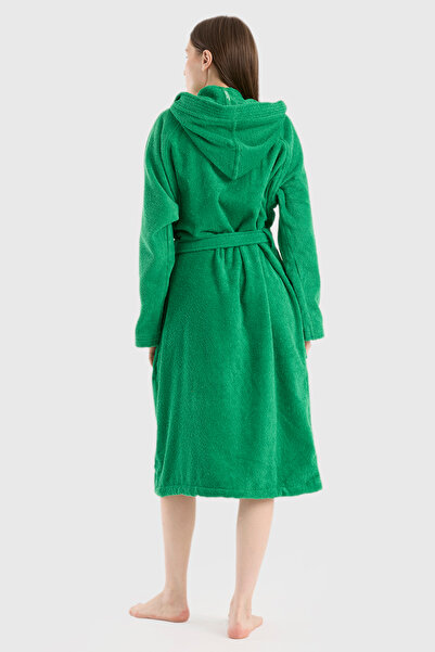 Benetton Home Μπουρνούζι Ανδρικό Γυναικείο Unisex με Καπέλο Πράσινο 100% βαμβάκι