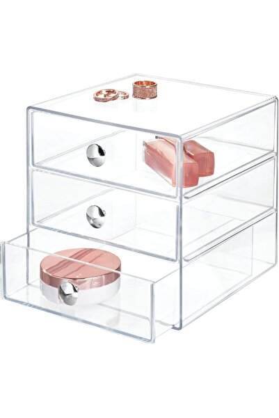 Slasa 3-Drawer Clear Acrylic Vanity Organizer – Stackable Makeup Storage for ...