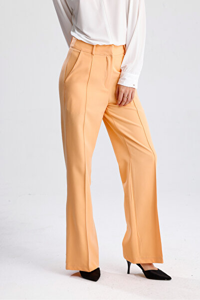 Sense Ornamentally Stitched Hürrem Fabric Wide-Leg Trousers | Pnt34239 Salmon
