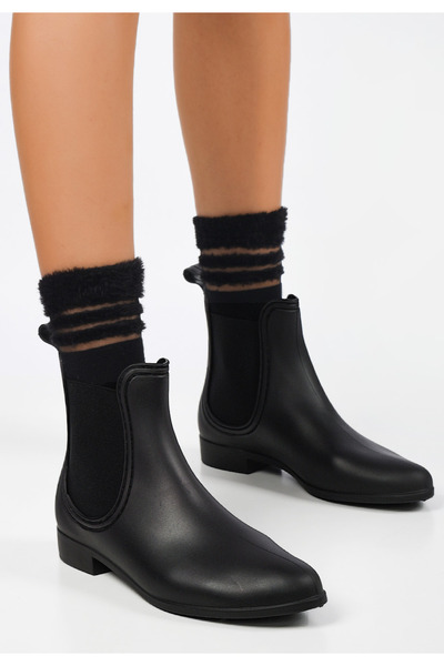 B T Shoes Brigitta Black Rubber Boots