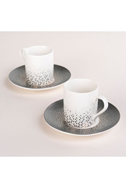 Dallaty grey and white porcelain Turkish coffee cups set 12 pcs