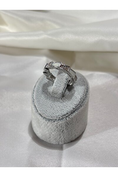 Uzak Işıklar Silver Steel Ring with Zircon Stone Adjustable