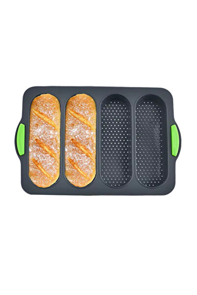 PASTRY PLANET Professional Silicone Baguette Bread Mold 4 Compartments