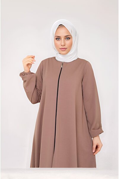 MSN Ferace-Namazlik Zipped Clothing - Beige- Ş-1977