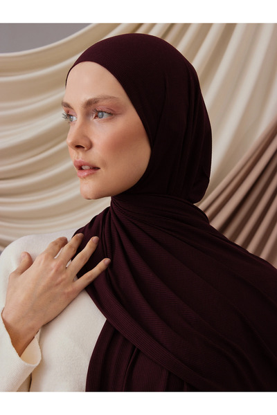 Femple Modest Σάλι από μπαμπού με κορδόνια | Χρώμα: Σκούρο Κεράσι | Μέγεθος: 180x70 εκ. | Χιτζάμπ