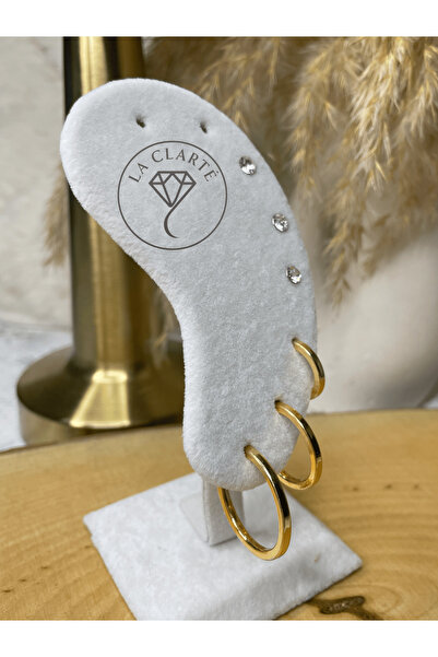 La Clarte Kadın Gold Altın Renk 6’lı Taş Detaylı Küpe Seti