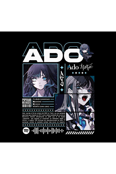 fame-stoned Ado Japanese - K-Pop - Rock - Μουσική με στάμπα Unisex 100% βαμβακερό μαύρο φούτερ με κουκούλα