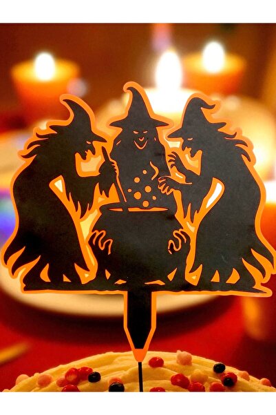 Armada Halloween 3 Witch and Cauldron Figured Cake Topper – Halloween Cardboard Party Decor (26X20 cm)