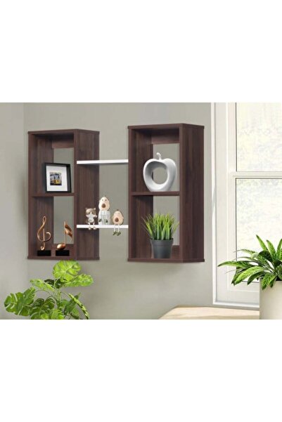 BAITY Wall-mounted wooden shelves 2-tier dark brown and white - Malaysian made