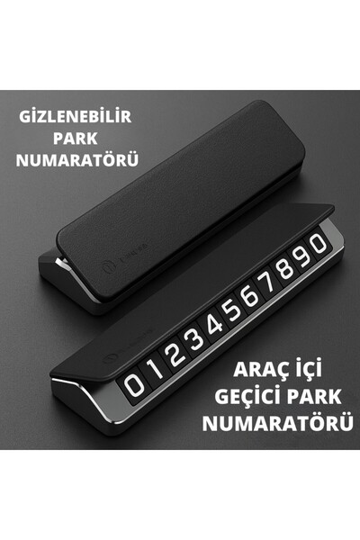 Polham Deri ve Metal Araç İçi Geçici Park Telefon Numaratörü, Gizlenebilir Numaratör, Manyetik Numar