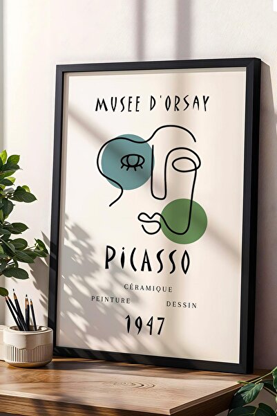 Saturn Pablo Picasso Single Line 1947 Poster de expoziție Pictură înrămată - ...