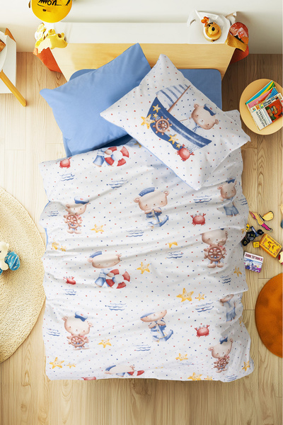 Cotton Box Baby Bedding Set Seaman Blue