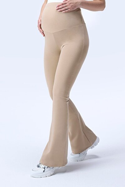 İmaj 436 Colanți de maternitate cu talie înaltă, cu efect de recuperare a culorii bej și efect foarte elastic