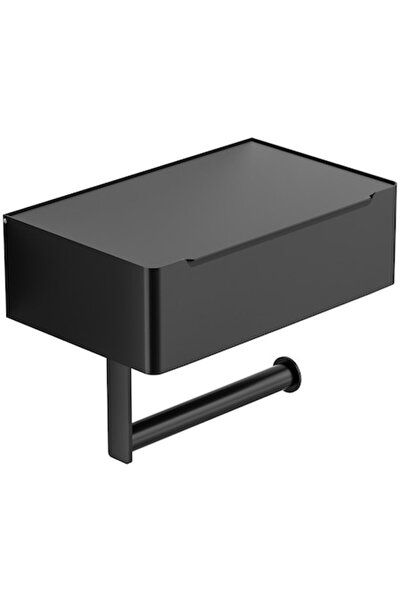 AB HOMES Suport pentru hârtie igienică cu raft, oțel inoxidabil, negru mat