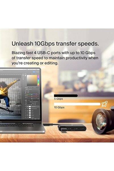 Belkin توصيل USB-C بموزع USB-C رباعي المنافذ باللون الأسود BKN-AVC018BTBK