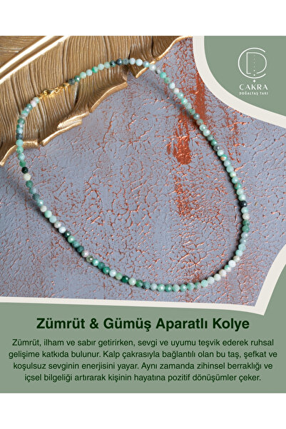 ÇAKRA DOĞAL TAŞ Zümrüt & Gümüş Aparatlı Kolye