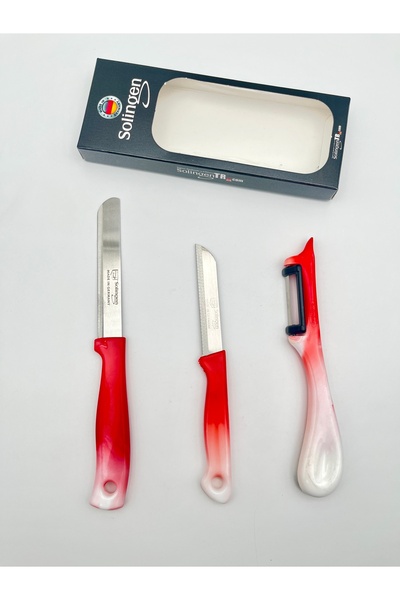 Solingen Orijinal Ritter Ebruli 1 Micro 1 Meyve Bıçağı 1 Yansoy Soyacak Kırmızı